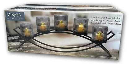 MIKASA Home Accents Double Arch 5 Glass Candle Holder Arched Candle Votive