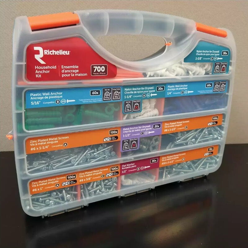 Richelieu 700 Piece Household Anchor & Hardware Kit w/ Storage Case, Compartment
