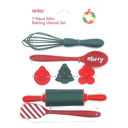 7pcs Mini Christmas Baking Utensil Set Holiday Compact Kitchen Tools Set