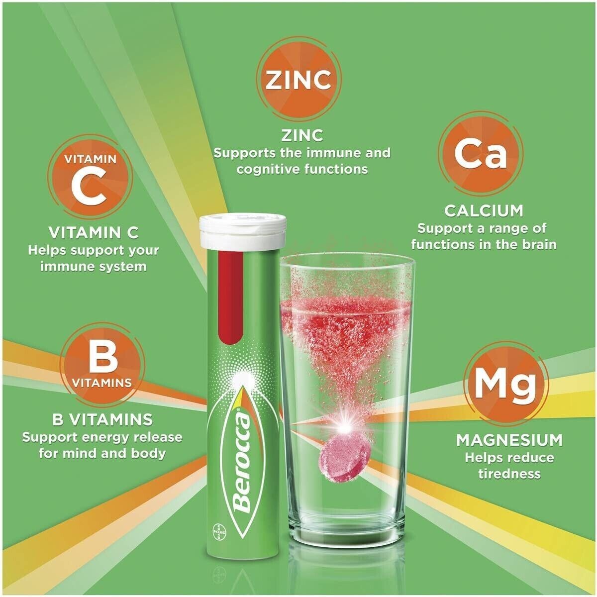 Berocca Energy Orange 12 Essential Minerals Vitamins 45 Effervescent Tablets