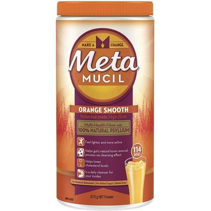 Metamucil Daily Fibre Supplement Natural Psyllium Orange Smooth 114 Doses 673g