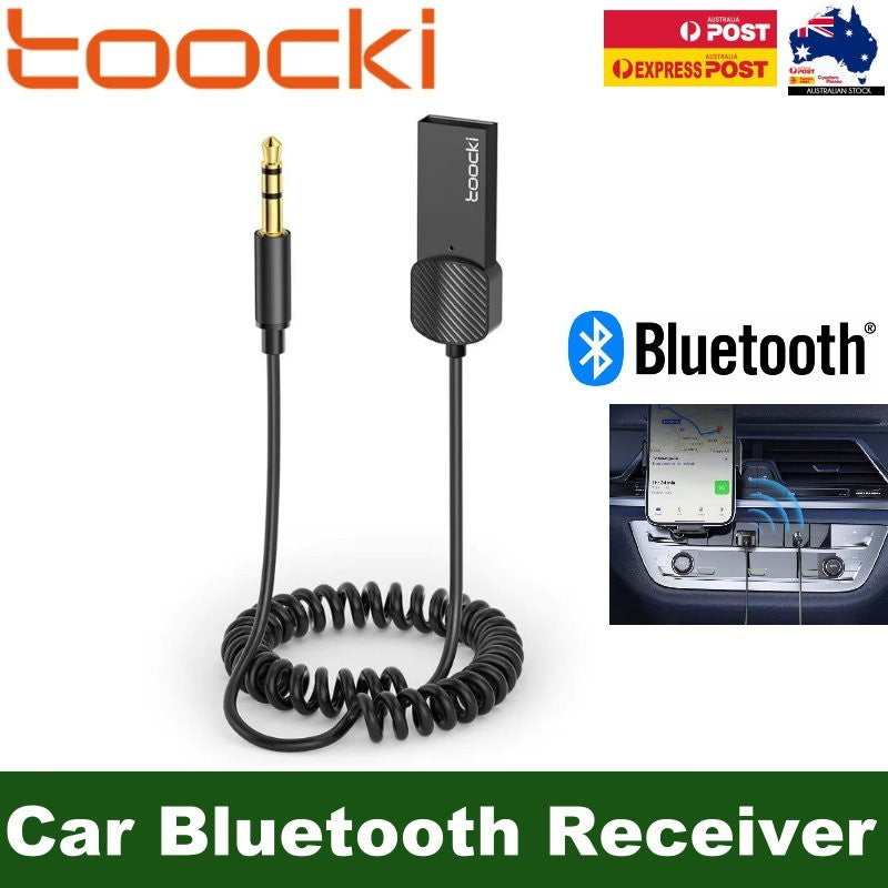 TOOCKI 3.5mm AUX USB Car Bluetooth Receiver Adapter Music For Car, Hands Free