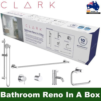 Clark 6 pcs Set Bathroom Reno In A Box Renovation Tap Mixer Shower Towel Rail