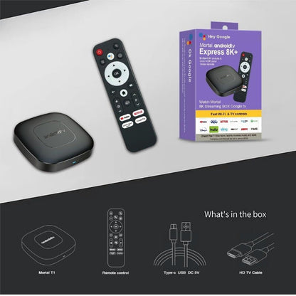 2025 Mortal T1 Deluxe Edition Android 14.0 ATV Smart Home Theater TV Box Google