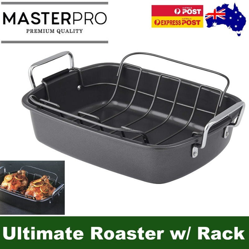 MasterPro Non Stick Ultimate Roaster with Rack Roasting 50 x 34 x 14cm - MPHB100