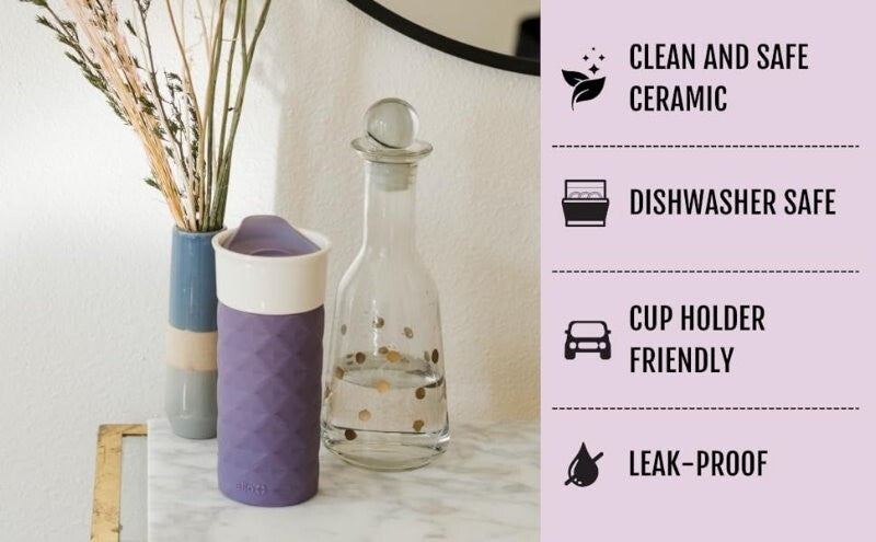Ello Ogden On-The-Go Ceramic Travel Mug with Friction-Fit Lid & Silicone Boot