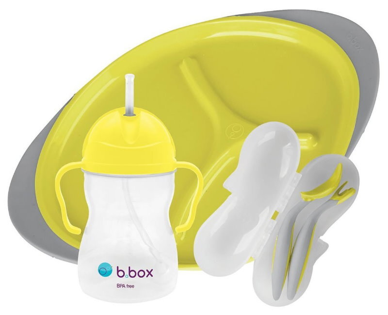 b.box Toddler Feeding Set Divided Plate, Sippy Cup, Cutlery Set - Self Training