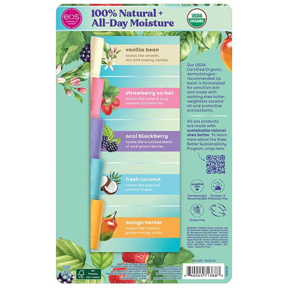 eos Natural Organic Lip Balm 9 Pack Vanilla Strawberry Blackberry Coconut Mango