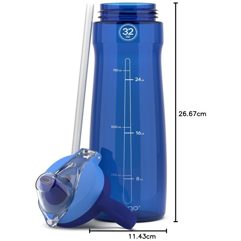 Pogo Tritan Water Bottle with Soft Straw 946 ml (32 oz) - Leakproof, BPA-Free