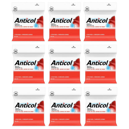 9 x 30 Nestle Anticol Medicated Soothes Throat Cough Lozenges Clear Nose 1.2kg