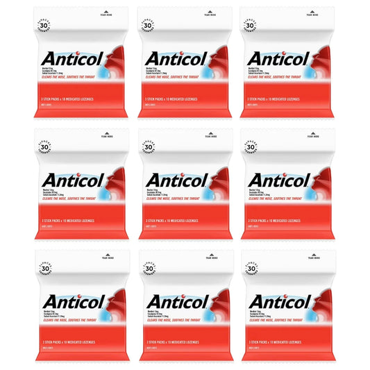 9 x 30 Nestle Anticol Medicated Soothes Throat Cough Lozenges Clear Nose 1.2kg