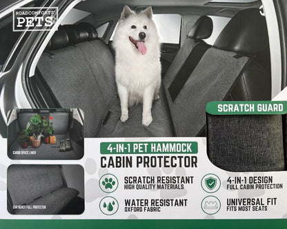 Road Comfort Pet 4-In-1 Dog Car Seat Cover Protector Durable Nonslip Hammock