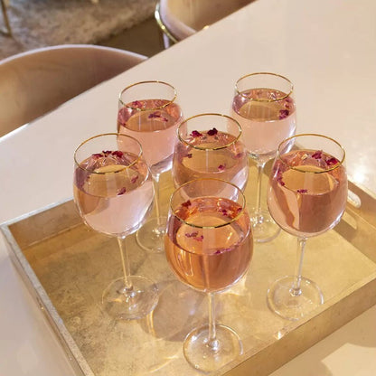 Cristina Re Chiara Wine Glasses - 6 Piece Set, 24ct Gold Trimmed & Lead Free
