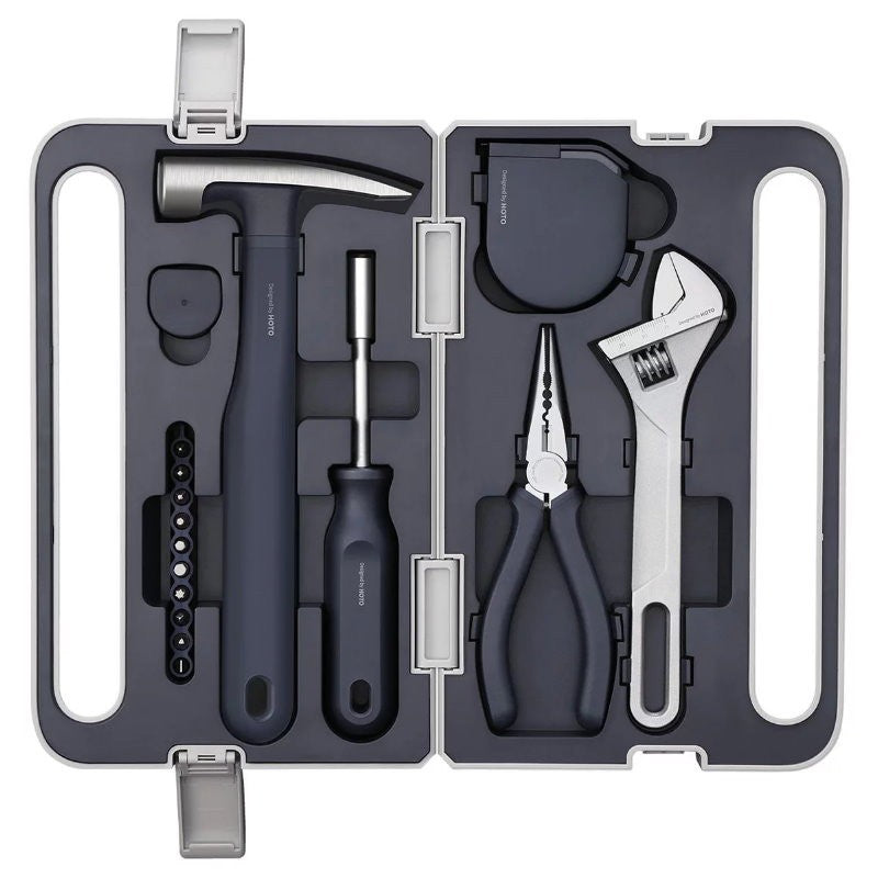 HOTO Hand Tool Set Household Home Repair Screwdriver Wrench Hammer Tape Pliers