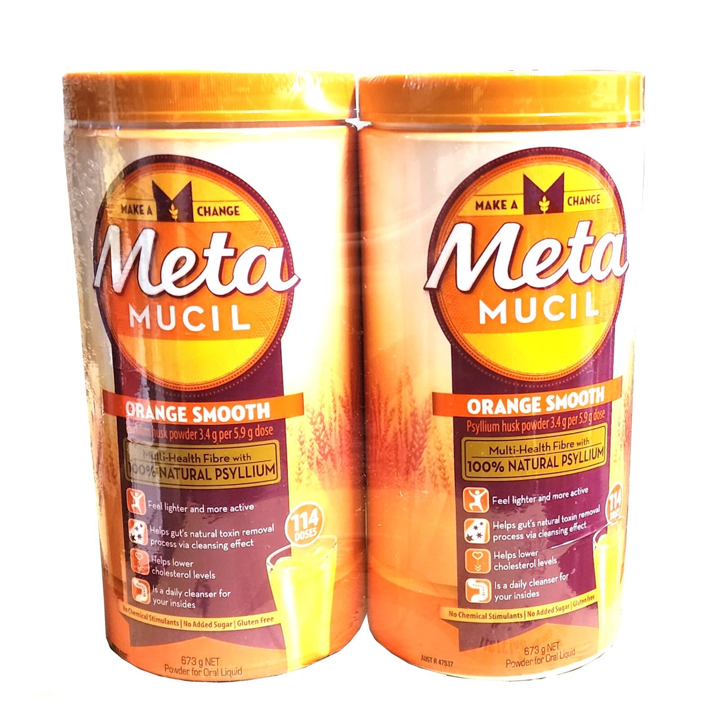 Metamucil Daily Fibre Supplement Natural Psyllium Orange Smooth 228 Doses 1.35kg