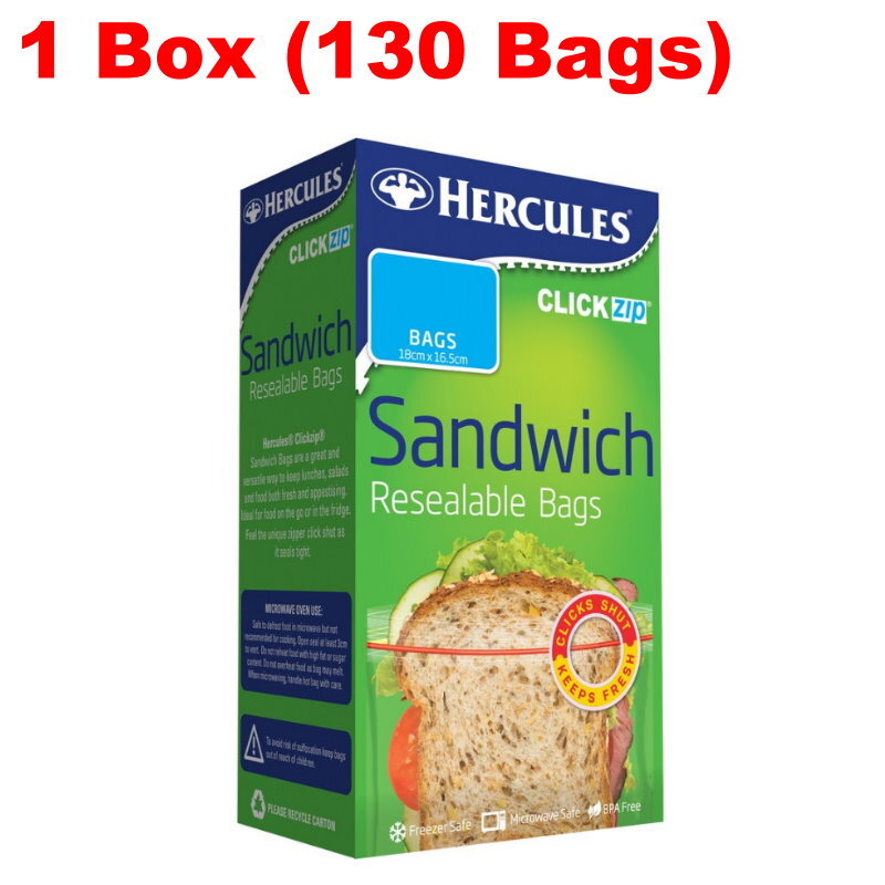 Hercules Resealable Sandwich Bags Freezer & Microwave Safe, BPA Free, Food Fresh