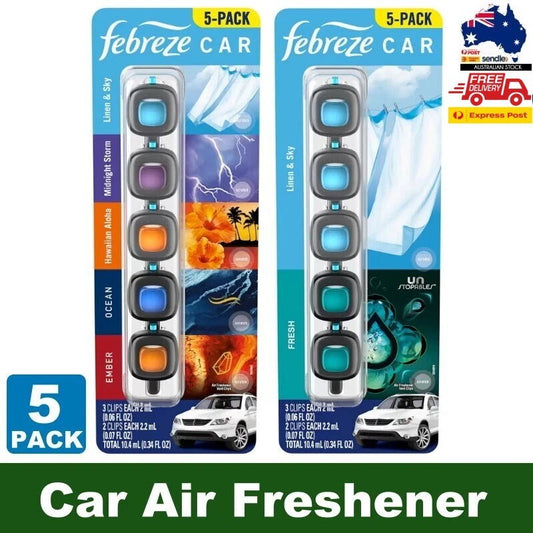 Febreze 5-Pack Mini Car Air Freshener Vent Clips Scents 5 x 2mL Up to 150 Days