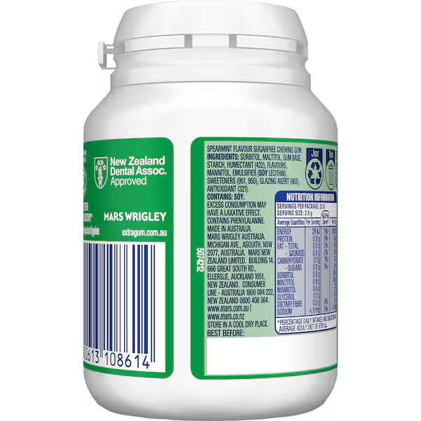 6 x 64g Bottle Wrigleys Extra Spearmint Sugarfree Chewing Gum Fresh Mint Breath