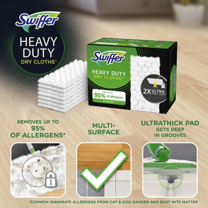Swiffer Sweeper Heavy Duty Dry Floor Cleaner Cloths Unscented 3D Fibers