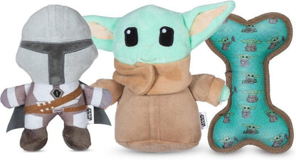 Star Wars Pets 3 Pcs The Mandalorian Set for Dog 9" Mandalorian, 9" GROGU, Bone