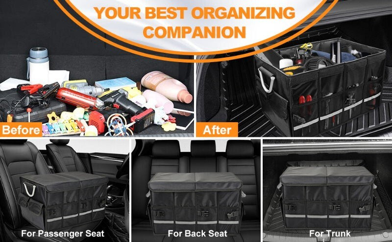 Eurow 65L Automotive Trunk Organizer Car Boot Storage Collapsible Aluminium Hand