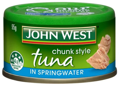 John West Canned Chunky Tuna In Springwater Kids Healthy Lunch Snack 16 x 95g