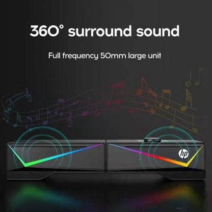 HP DHE-6005 Desktop RGB Multimedia Soundbar Speaker Gaming Stereo Surround