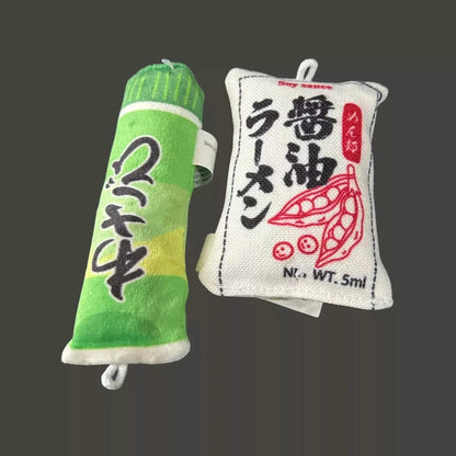 Yummy Sushi Catnip Toys 7 Piece Set with 2 Wands for Cats Soft Toy Playtime Fun