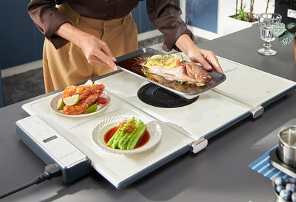 Morphy Richards 2-in-1 Electric Foldable Cooktop And Food Warmer with Hot Plate
