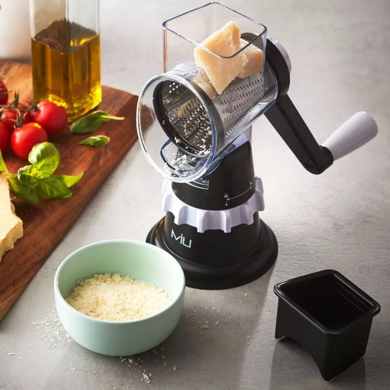 MIU 5-in-1 Rotary Drum Grater & Slicer with Suction Base, 5 Replaceable Drum