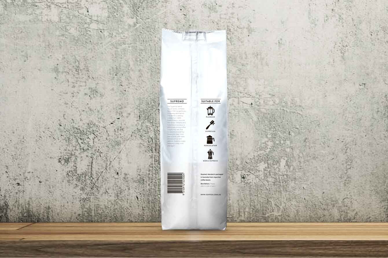 Coffex Supremo Blend 100% Arabica Whole Coffee Bean Roaster Medium Roast 1kg