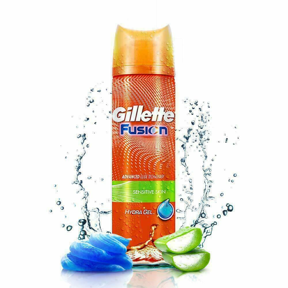 3 x 195g Gillette Fusion Mens Sensitive Shaving Shave Gel Skin Care Aloe Vitamin