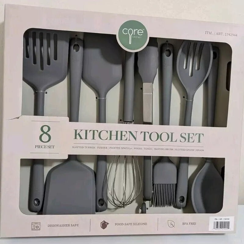 Core Kitchen 8 Piece Silicone Cooking Utensils Set Heat-Resistant BPA Free