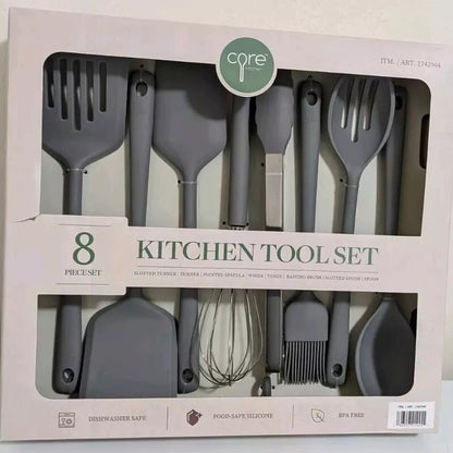 Core Kitchen 8 Piece Silicone Cooking Utensils Set Heat-Resistant BPA Free