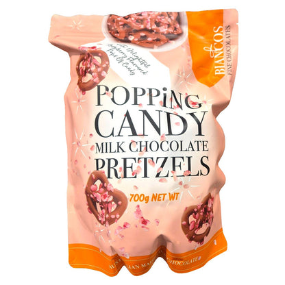 Biancos Popping Candy Milk Chocolate Pretzels Australian Made Limited 700g