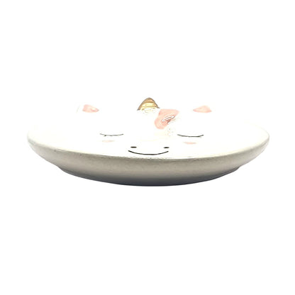 Small White Unicorn Trinket Dish Ceramic Ring Jewellery Holder Kids Food Dish 4"