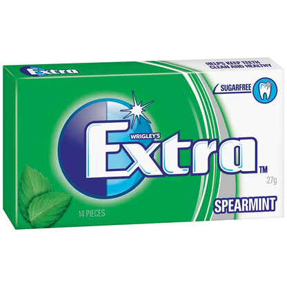 24 x 27g pack Wrigleys Extra Spearmint Sugarfree Chewing Gum Fresh Mint Breath