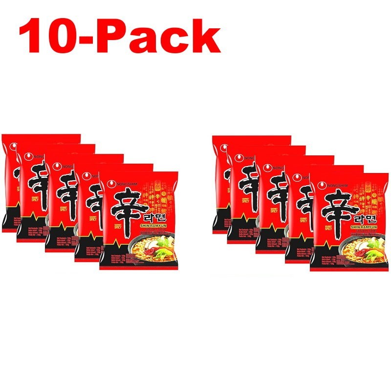 Nongshim Shin Ramyun Instant Noodle Soup 120g Korean Style Pack of 5, 10, 15, 20