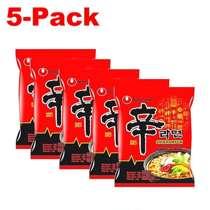 Nongshim Shin Ramyun Instant Noodle Soup 120g Korean Style Pack of 5, 10, 15, 20