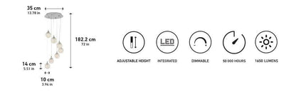 Artika Honeymoon Pendant LED Fixture Ceiling Light w/ 7 LED Pendants Adjustable
