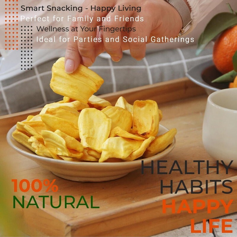 Nature's Delight Dried Jackfruit Chips 350g -Crunchy Healthy Snacks, Gluten Free