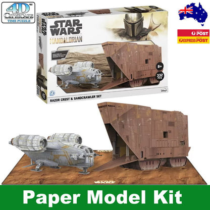 Star Wars Mandalorian Paper Model Kits Razor Crest & Sandcrawler Set 3D Puzzle