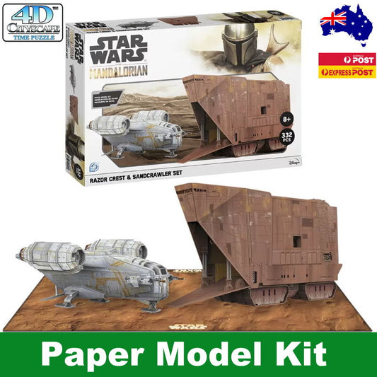 Star Wars Mandalorian Paper Model Kits Razor Crest & Sandcrawler Set 3D Puzzle