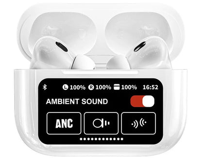 A9 Pro Smart Bluetooth 5.4 Earbuds ANC & ENC Noise Reduction Touch Screen, Mic