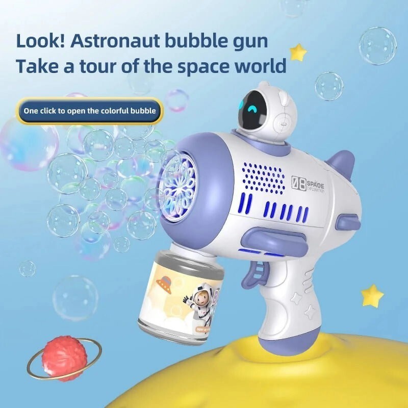 Mercita Space Electric Bubble Guns Machine with Light & Battery for Kids