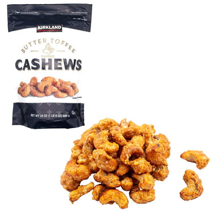 Butter Toffee Flavoured Roasted Cashews Kosher Healthy Sweet Snack 680g US Made