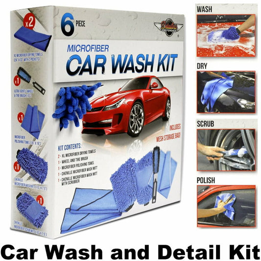 Detailer's Perference 6PC Professional Ultimate Microfiber Car Wash & Detail Kit
