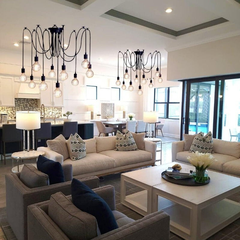 Hudson Living Industrial Studio 6-Light Spider Pendant Light Chandelier