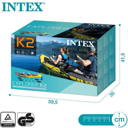 Intex 2-Person Explorer K2 Inflatable Kayak with Bag Canoe River Lake Boat 180kg