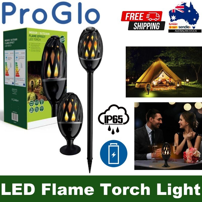 ProGlo IP65 Indoor/Outdoor LED Flame Effect Torch w/ Spike, Stand & USB Charging